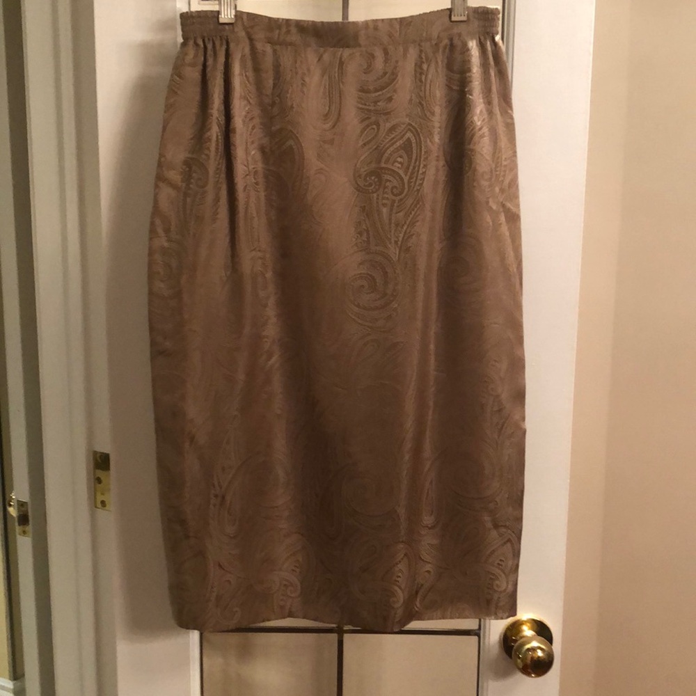 Silk Tan Paisley Skirt